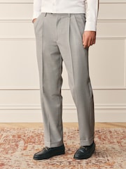 Grey Archive Pleated Puppy Tooth Wool Blend Suit Trousers - Image 1 of 5