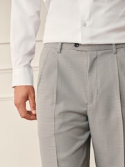 Grey Archive Pleated Puppy Tooth Wool Blend Suit Trousers - Image 4 of 5