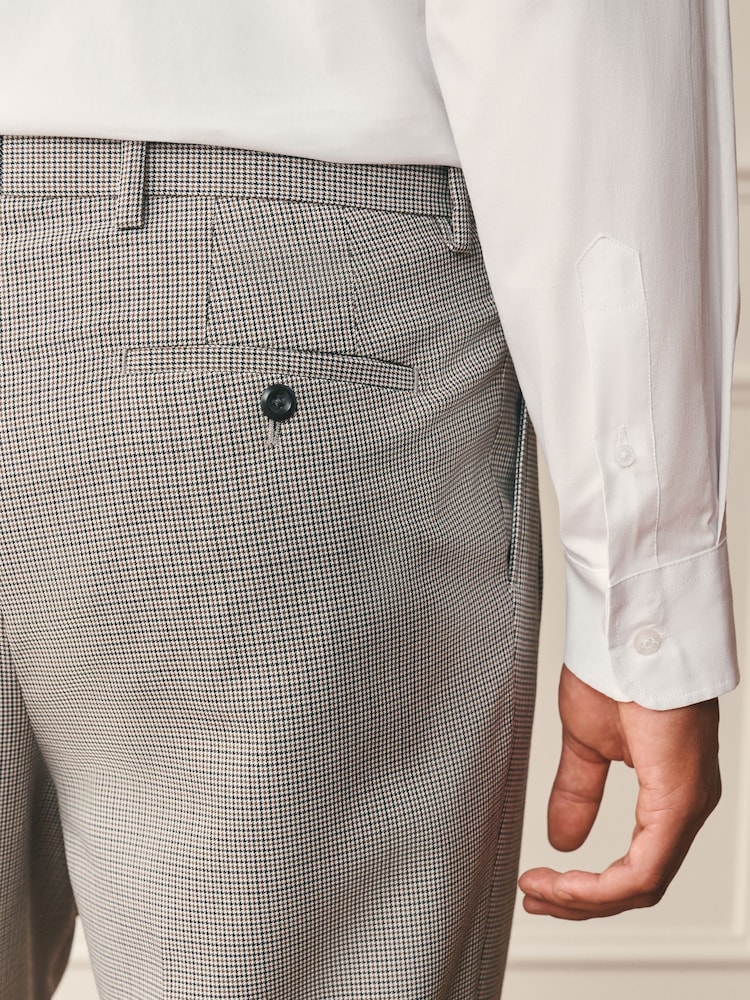 Grey Archive Pleated Puppy Tooth Wool Blend Suit Trousers - Image 5 of 5