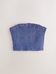 Purple/Blue Gingham Smocked Bandeau Top - Image 4 of 6