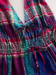 Blue/Red Paisley Print Halterneck Tie-Front Top - Image 8 of 9