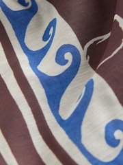 Brown/Blue Border Print - Lightweight Pull-On Wide Leg Trousers - Bild 7 von 8