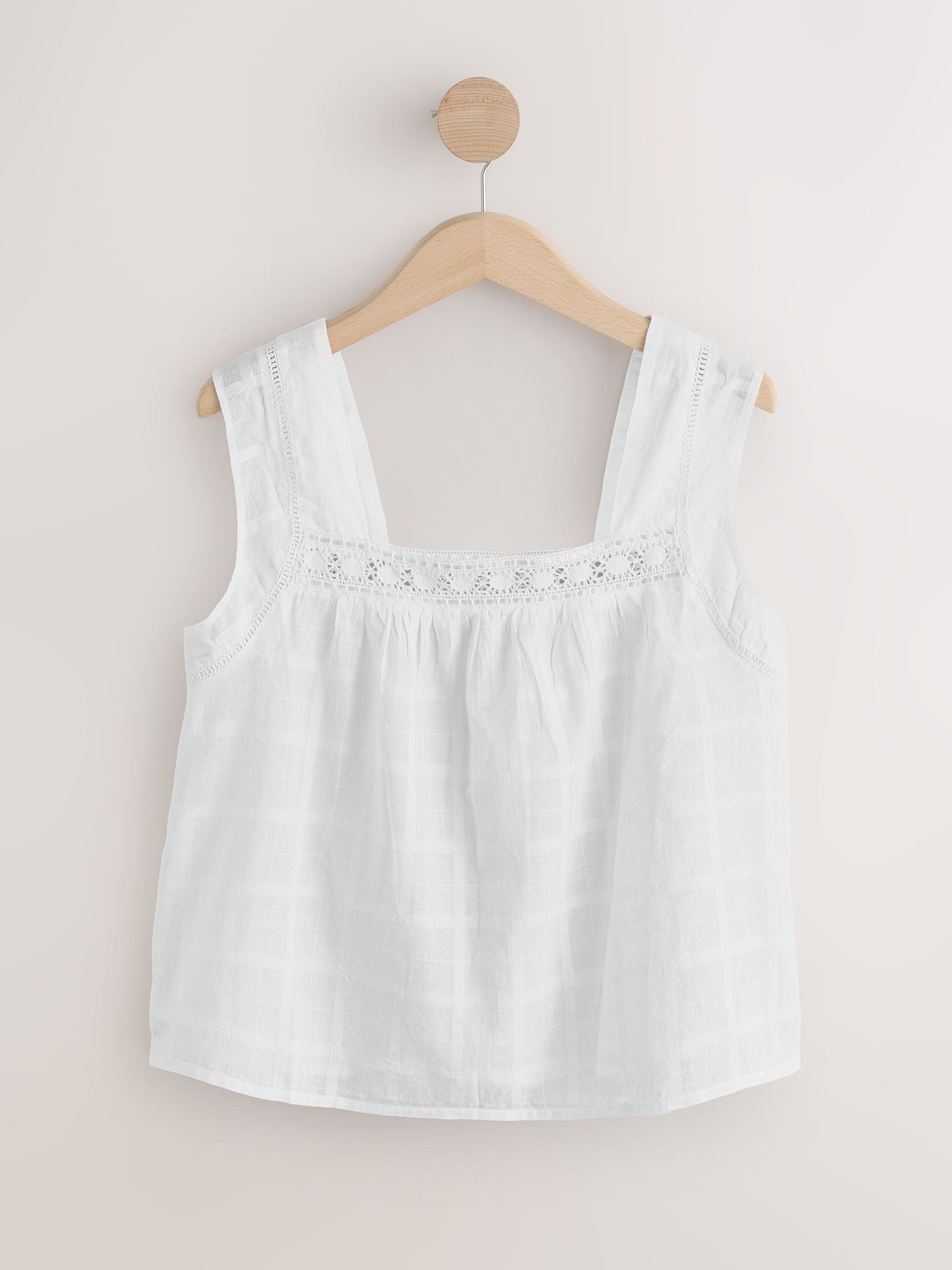 Buy White Square Neck Lace Detail Cami Top from the Next UK online