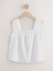 White Square Neck Lace Detail Cami Top - Image 10 of 12