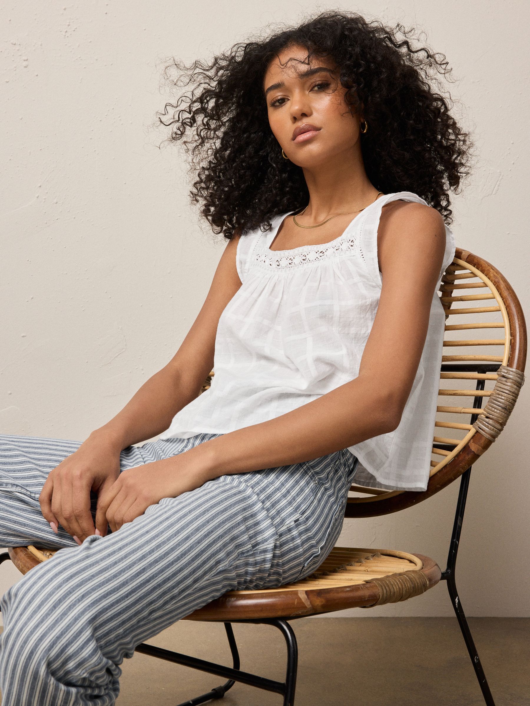 Buy White Square Neck Lace Detail Cami Top from Next India