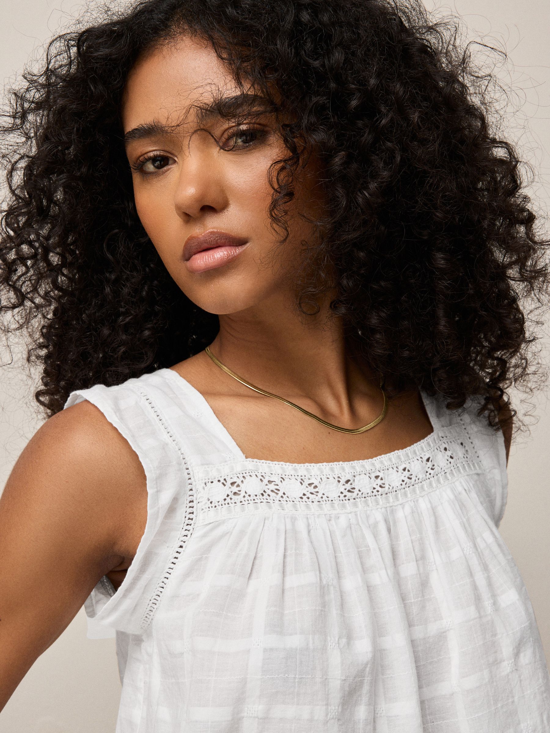Buy White Square Neck Lace Detail Cami Top from Next USA