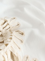 بيج فاتح - Crochet Insert Wide Leg Lightweight Trousers With Linen - Image 3 of 4