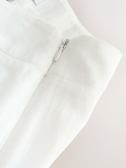 بيج فاتح - Crochet Insert Wide Leg Lightweight Trousers With Linen - Image 4 of 4