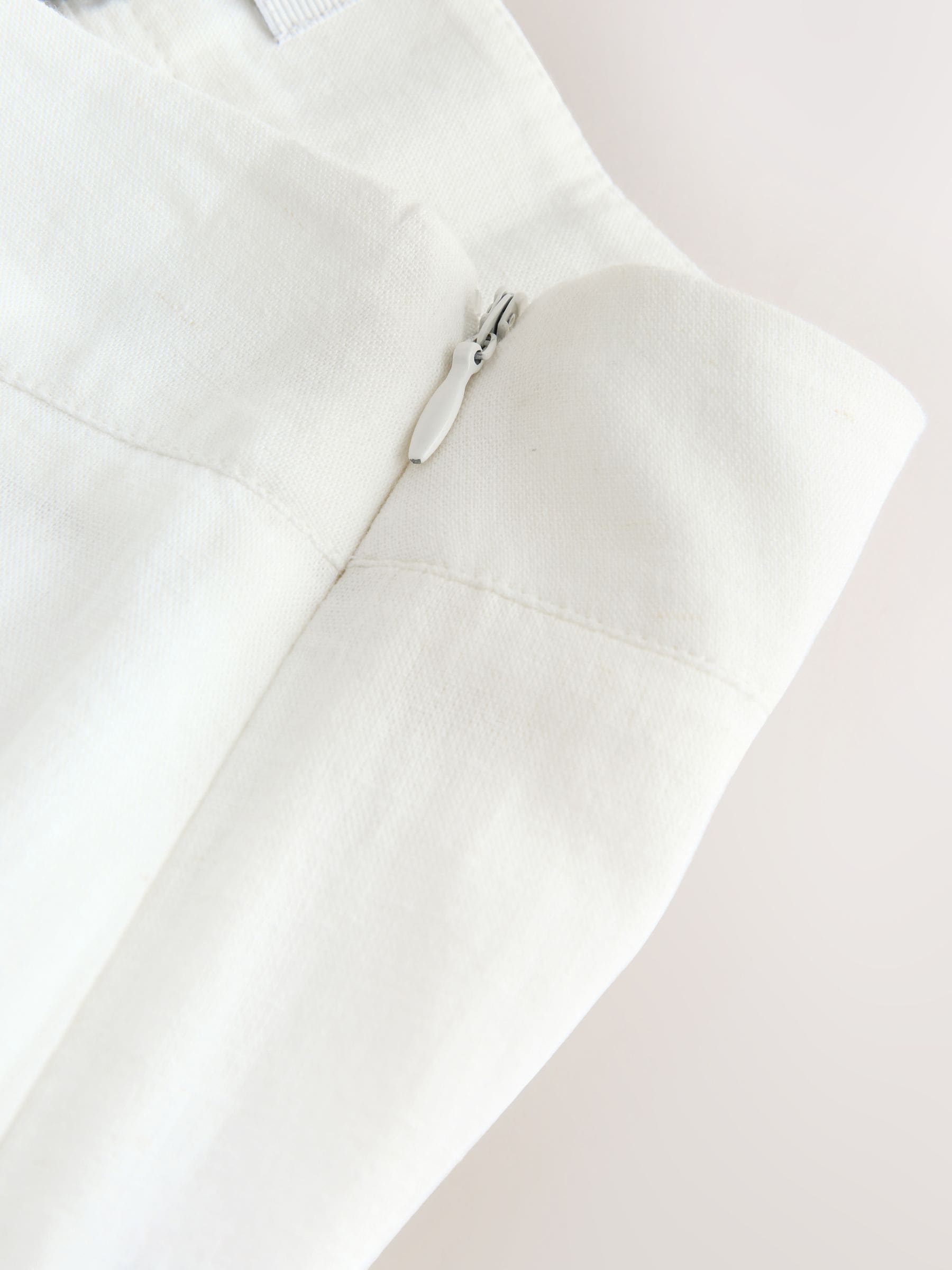 Buy Ecru Crochet Insert Wide Leg Lightweight Trousers With Linen