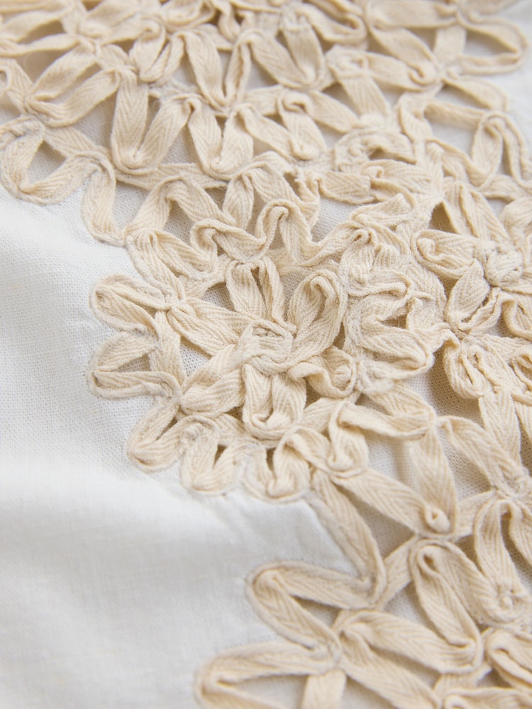 Ecru Crochet Insert Lightweight Cami Top with Linen - Image 3 of 3