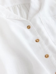 White Revere Collar Sleeveless Shirt with Linen - Image 8 of 8