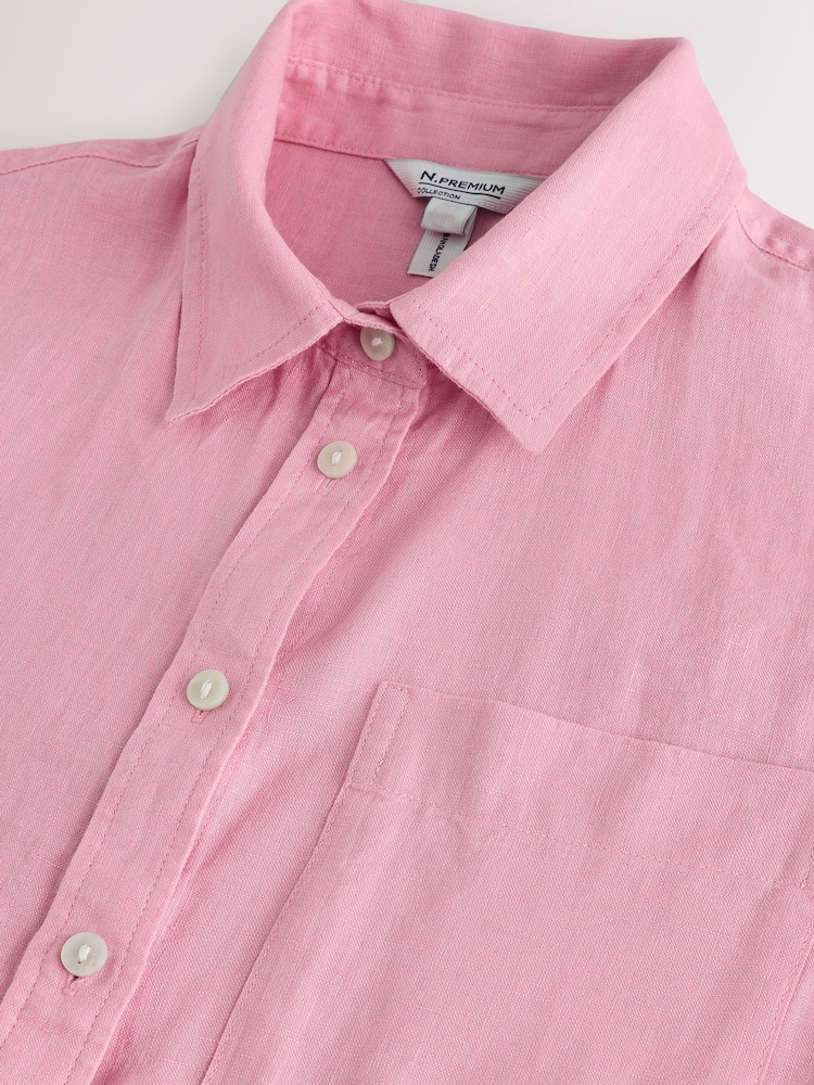 Dusty Pink N. Premium Linen Short Sleeve Shirt - Image 2 of 3
