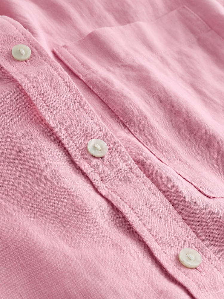 Dusty Pink N. Premium Linen Short Sleeve Shirt - Image 3 of 3