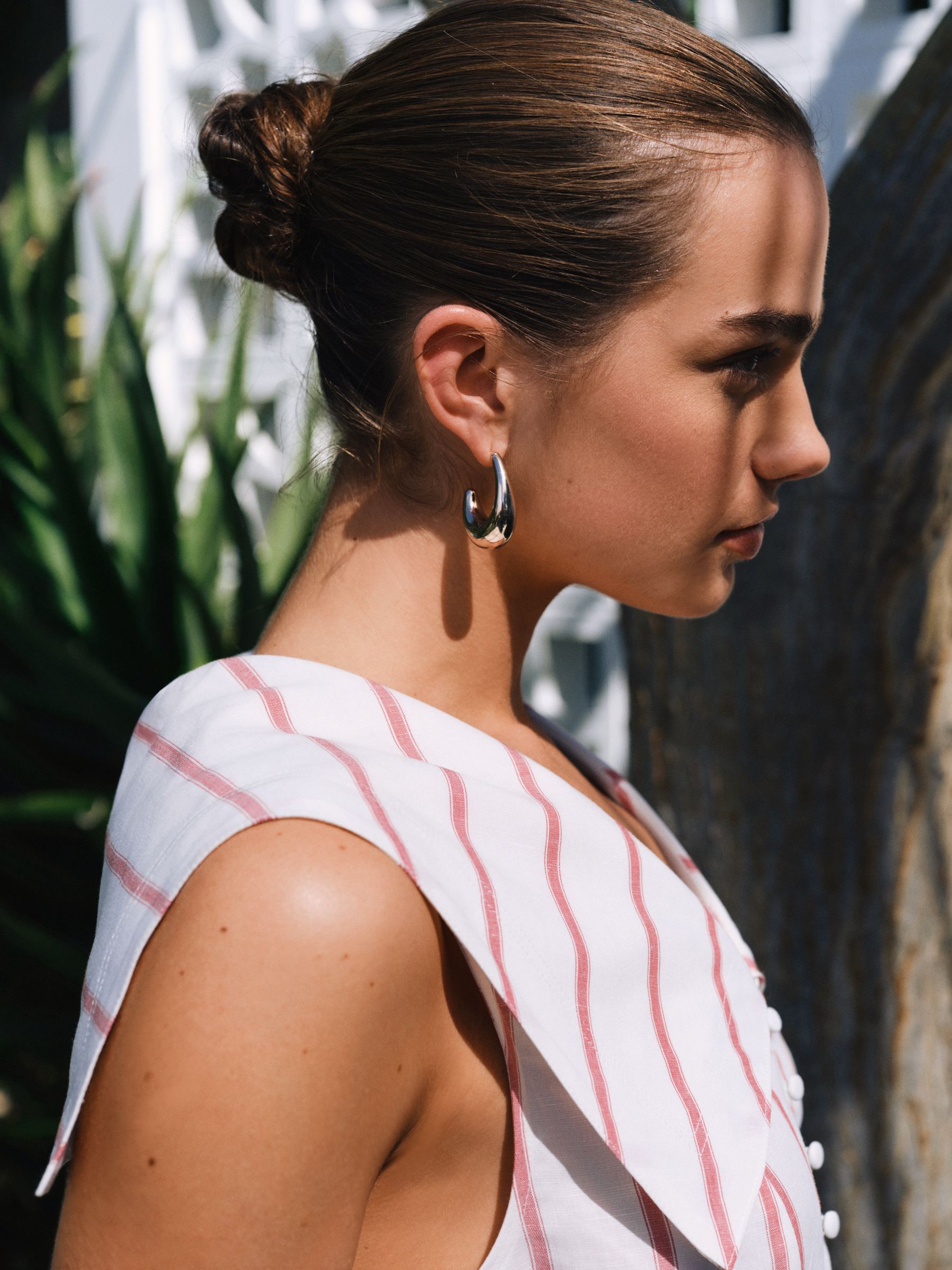 Buy Red/White Stripe Sailor Collar Sleeveless Top with Linen from