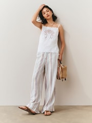 White Shell Cutwork Broderie Cami Top - Image 2 of 7