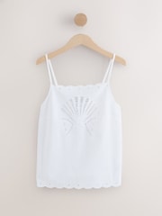 White Shell Cutwork Broderie Cami Top - Image 5 of 7