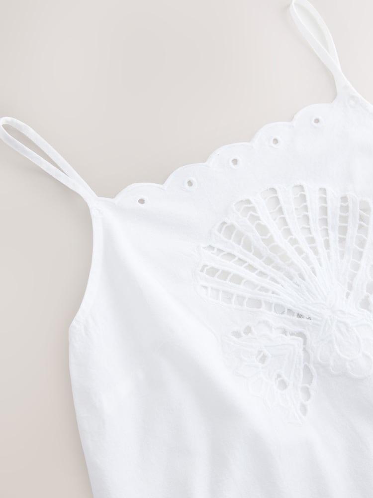 White Shell Cutwork Broderie Cami Top - Image 7 of 7
