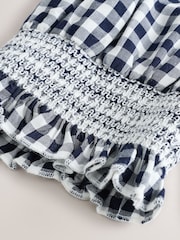 Navy Blue Gingham Sailor Collar Tie Front Top - Image 7 of 8