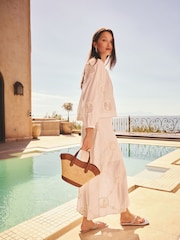 White Crochet Insert Long Sleeve Bardot Top - Image 3 of 5