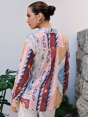 Multicoloured Scarf Print Tencel Long Sleeve Lightweight Shirt - Image 3 of 7