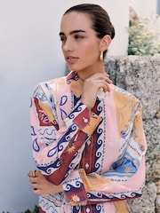 Multicoloured Scarf Print Tencel Long Sleeve Lightweight Shirt - Image 4 of 7