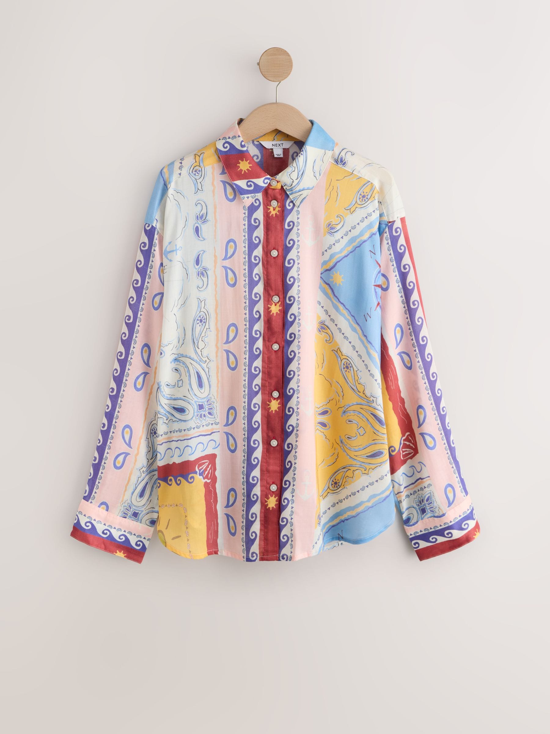 Buy Multicoloured Scarf Print Lightweight Long Sleeve Shirt from