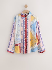 Multicoloured Scarf Print Tencel Long Sleeve Lightweight Shirt - Image 5 of 7