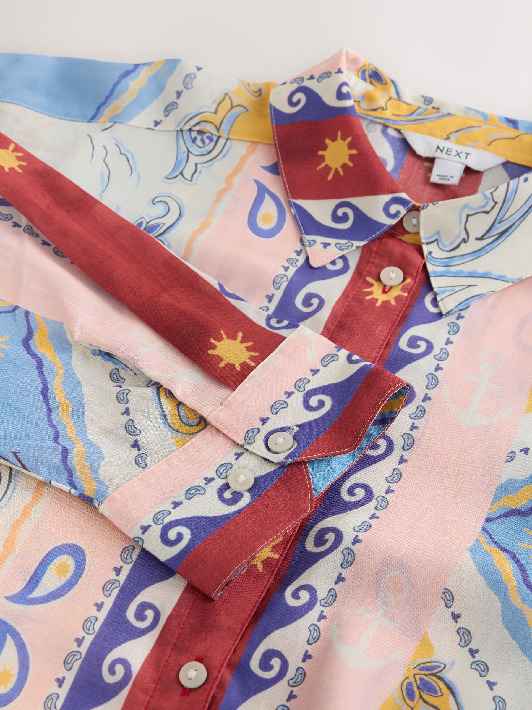 Buy Multicoloured Scarf Print Lightweight Long Sleeve Shirt from