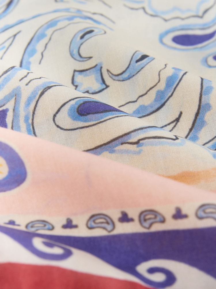 Multicoloured Scarf Print Tencel Long Sleeve Lightweight Shirt - Image 7 of 7