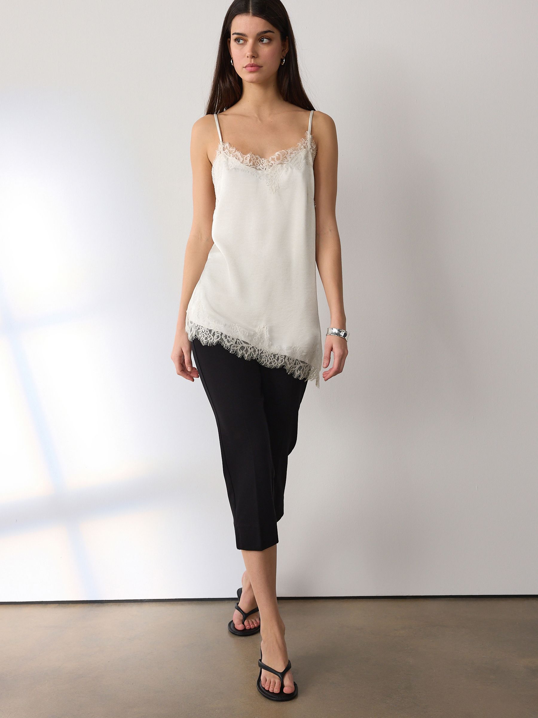Buy Cream Asymmetric Hem Lace Cami Top from the Next UK online shop