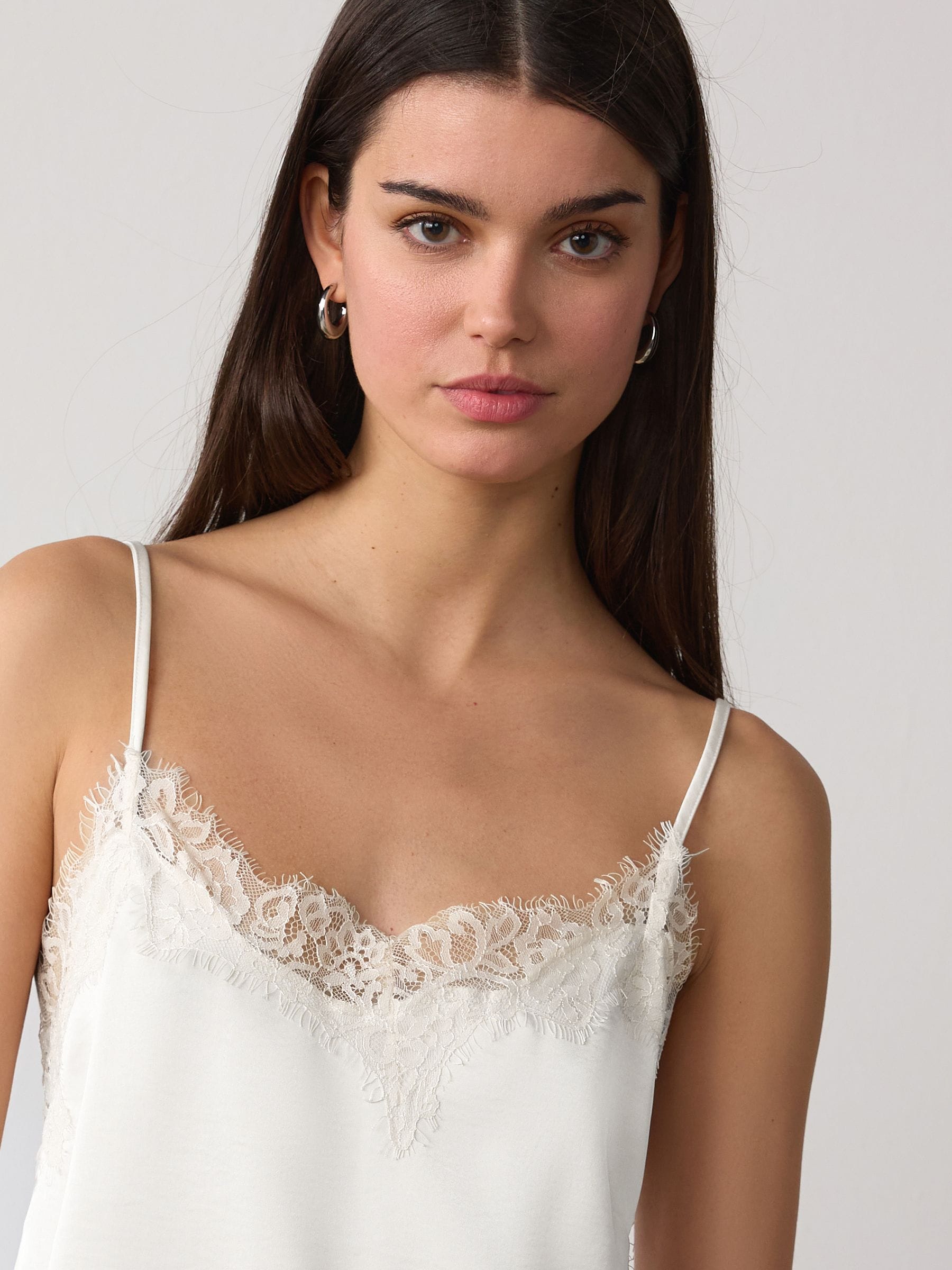 Buy Cream Asymmetric Hem Lace Cami Top from Next Canada