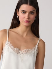 Cream Asymmetric Hem Lace Cami Top - Image 5 of 5