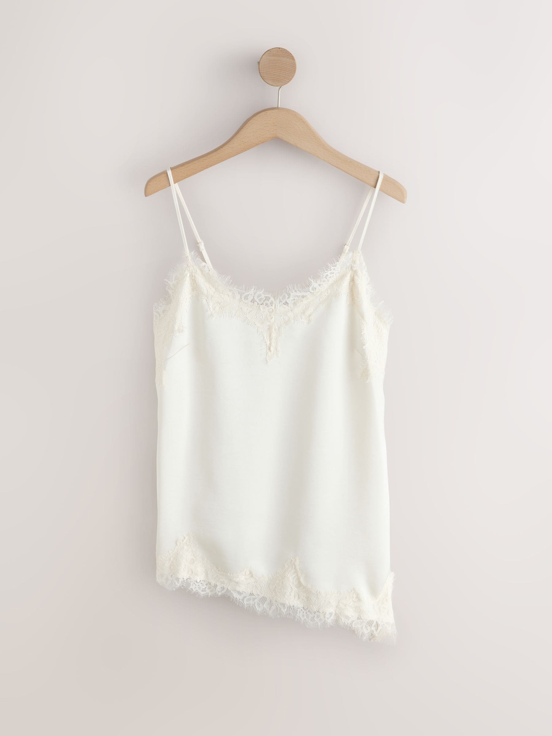 Buy Cream Asymmetric Hem Lace Cami Top from Next USA