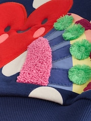 Navy Blue Polka Dot Heart Crew Neck Sweatshirt & Shorts Set (3mths-7yrs) - Image 7 of 8