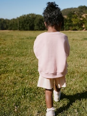 Light Pink Zebra Stripe Crew Neck Sweatshirt & Shorts Set (3mths-7yrs) - Image 3 of 8