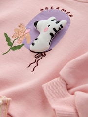 Light Pink Zebra Stripe Crew Neck Sweatshirt & Shorts Set (3mths-7yrs) - Image 7 of 8