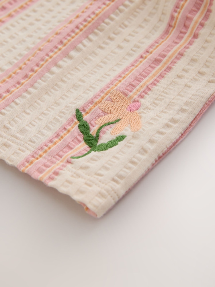 Light Pink Zebra Stripe Crew Neck Sweatshirt & Shorts Set (3mths-7yrs) - Image 8 of 8