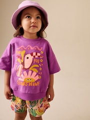 Violett/Tropenprint - Set mit Top und Shorts (3 Monate bis 7 Jahre) - Bild 1 von 10