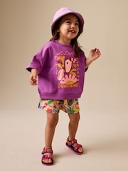Violett/Tropenprint - Set mit Top und Shorts (3 Monate bis 7 Jahre) - Bild 5 von 10