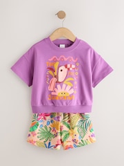 Violett/Tropenprint - Set mit Top und Shorts (3 Monate bis 7 Jahre) - Bild 6 von 10