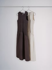 The Set 2 Pack Shirred Sleeveless Maxi Dress Chocolate Brown/Off White - Image 2 of 6