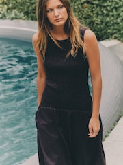 The Set 2 Pack Shirred Sleeveless Maxi Dress Chocolate Brown/Off White - Image 4 of 6