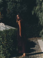 The Set 2 Pack Ruffle Trim Strappy Maxi Dresses Black/Burgundy Red - Image 4 of 8