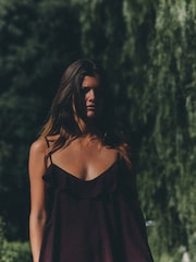 The Set 2 Pack Ruffle Trim Strappy Maxi Dresses Black/Burgundy Red - Image 5 of 8