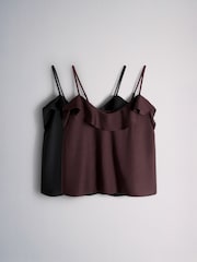 The Set 2 Pack Ruffle Trim Strappy Cami Tops - 9मध्ये 2 तस्बिर