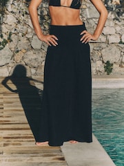 The Set 2 Pack Cotton Shirred Waist Midi Skirts Black/White - Image 3 of 9