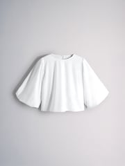 The Set 2 Pack Cotton Puff Sleeve Tops Navy Blue/White - Image 2 of 5