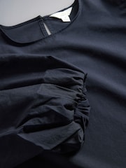 The Set 2 Pack Cotton Puff Sleeve Tops Navy Blue/White - Image 5 of 5