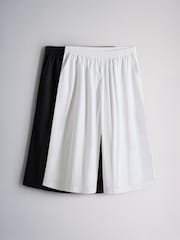The Set 2 Pack Wide Leg Cotton Culottes Black/White - Image 2 of 10