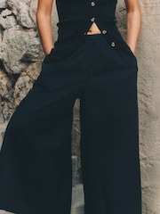 The Set 2 Pack Wide Leg Cotton Culottes Black/White - Image 7 of 10